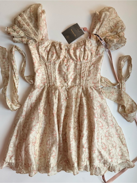 House of CB Dresses & Skirts - House of CB Melita Cream Floral Structured Corset Mini Cocktail Dress Size M NWT